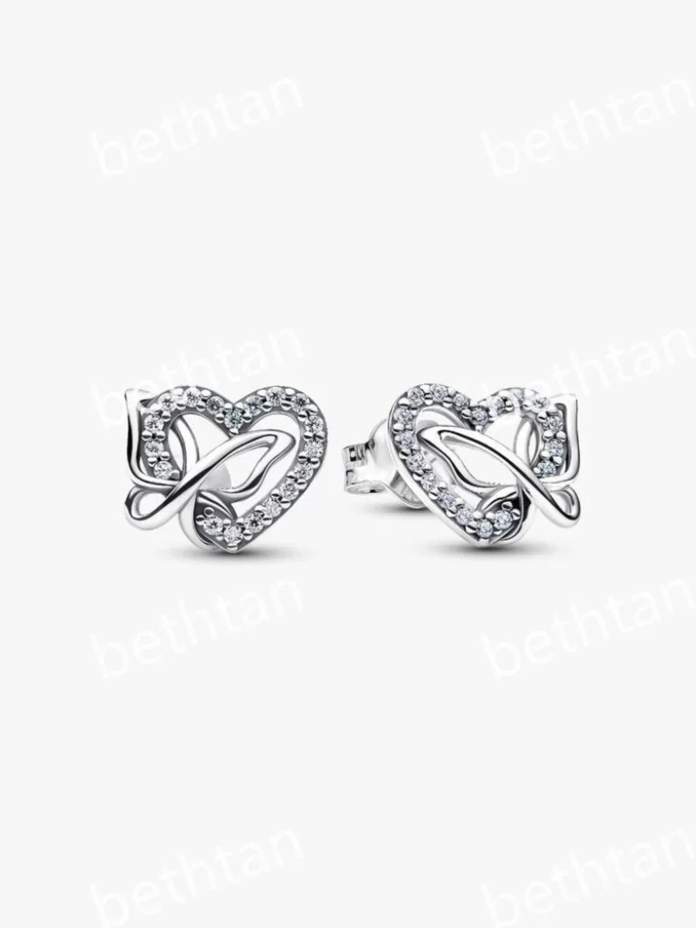 Entwined Heart & Butterfly Stud Earrings